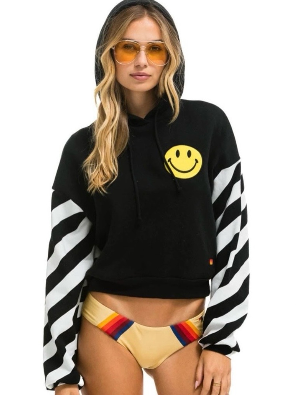 This Aviator Nation Caution Stripe Sleeve Smiley